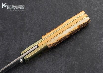 Bill King Custom Knife Anodized Titanium and Stag Linerlock - Image 5