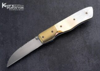 Bill King Custom Knife Anodized Titanium and South Sea Gold Lip Pearl Linerlock 15956