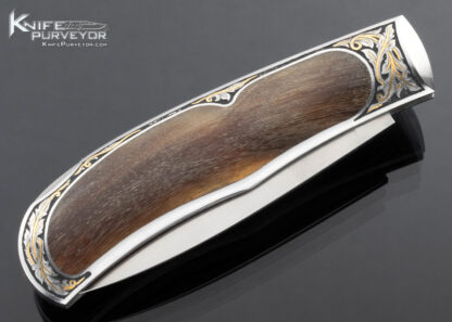 Steve Hoel Custom Knife Joe Mason Engraved Sheep Horn Lockback - Image 3