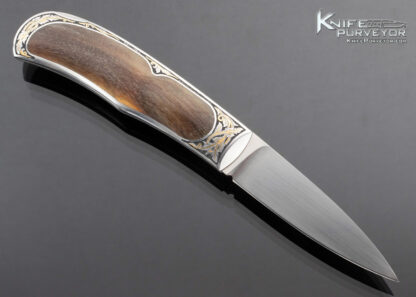 Steve Hoel Custom Knife Joe Mason Engraved Sheep Horn Lockback - Image 4
