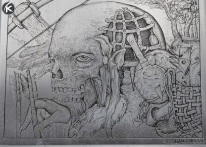 Dan Wilkerson Original Hand Engraved Skull Cage Zinc Art Plate 16562