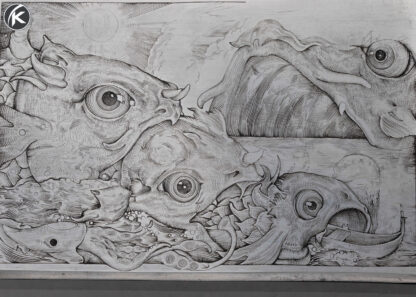Dan Wilkerson Original Hand Engraved Zinc Art Plate 3 Fish Eating 16560