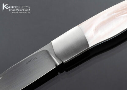 Ron Gaston Custom Knife Double Bolster Mother of Pearl Slip Joint w Half Stop Drop Point - Image 2