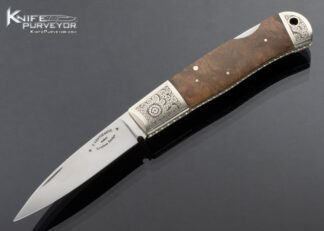 Frank Centofante Custom Knife Simon Lytton Engraved Loveless Design Burlwood Lockback 16214