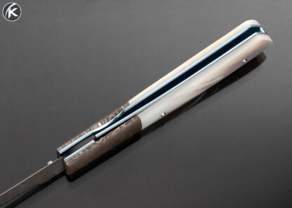 Frank Centofante Custom Knife Damascus and Mother of Pearl Linerlock - Image 6
