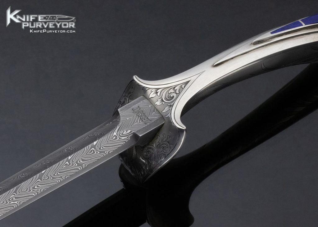 Dan Dagget Custom Knife Damascus Silver and Lapis Lazuli Dagger