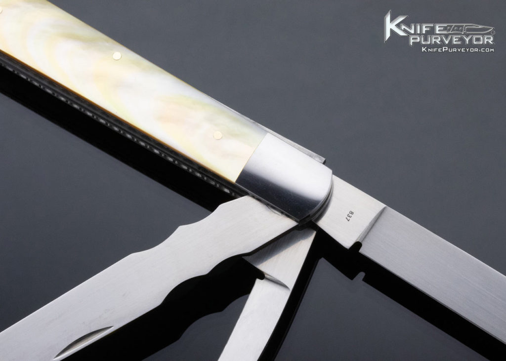Eugene Shadley Custom Knife Triple Bladed South Sea Gold Lip Pearl