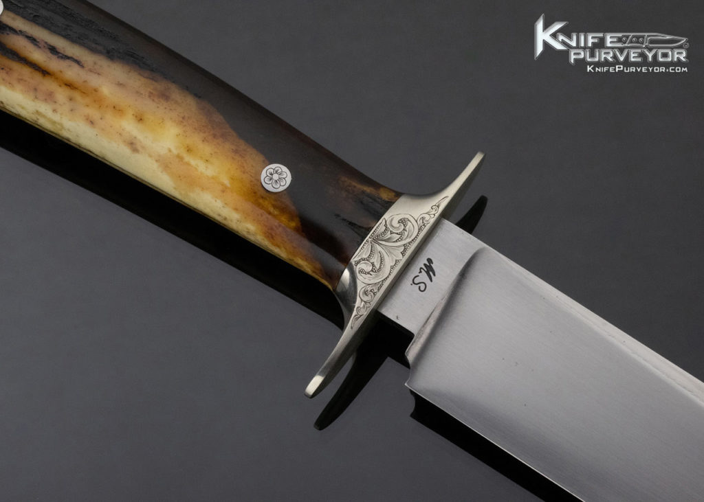 Steve Dunn Custom Knife Sole Authorship Engraved Amber Stag Bowie
