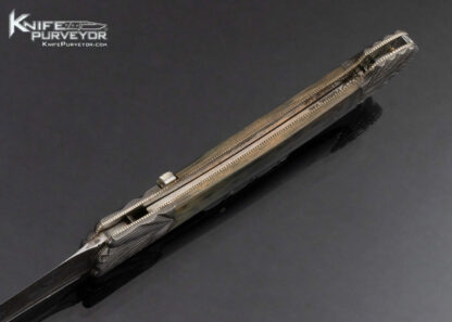 Ken Steigerwalt Custom Knife Fluted Damascus and Mammoth Tab Release Automatic 15716
