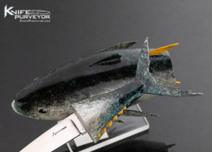Tsuguo Kurosawa Custom Knife Painted Carved Tuna and Lacquered Wood Handle - Image 4