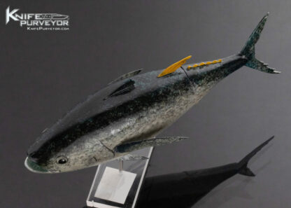 Tsuguo Kurosawa Custom Knife Painted Carved Tuna and Lacquered Wood Handle 16344