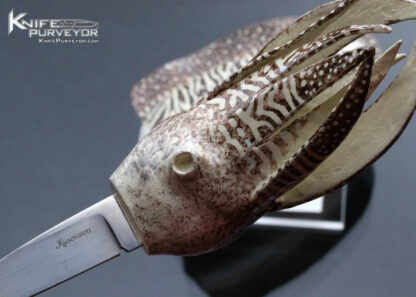 Tsuguo Kurosawa Custom Knife Squid Brown and White Tiger Pattern 16340