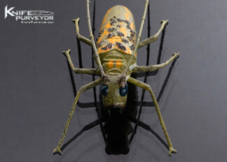 Tsuguo Kurosawa Custom Knife Carved Insect Painted and Lacquered Wood Handle 16356