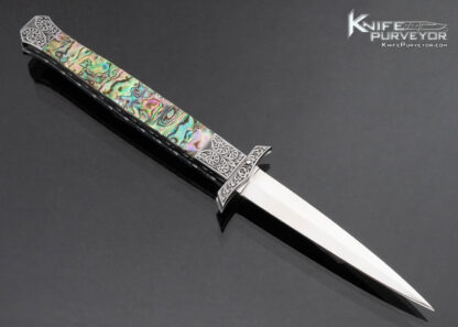 Afaaq Custom Knife Sole Authorship Engraved Abalone Swing Guard Tab Release Automatic - Image 3