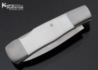 Russell Easler Custom Knife Dovetailed Mother of Pearl Lockback w Stainless Bolsters - Image 4