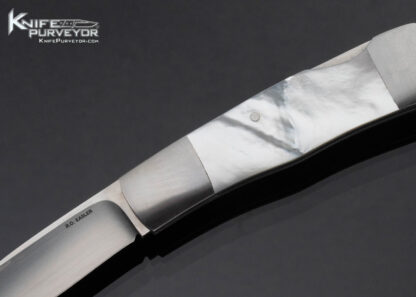 Russell Easler Custom Knife Dovetailed Mother of Pearl Lockback w Stainless Bolsters - Image 2