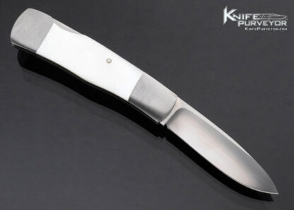 Russell Easler Custom Knife Dovetailed Mother of Pearl Lockback w Stainless Bolsters - Image 3
