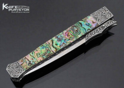 Afaaq Custom Knife Sole Authorship Engraved Abalone Swing Guard Tab Release Automatic - Image 4