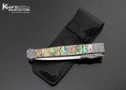 Afaaq Custom Knife Sole Authorship Engraved Abalone Swing Guard Tab Release Automatic - Image 7