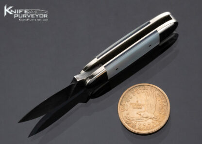 Don Hanson Custom Knife Damascus and Mother of Pearl Elephant "Pinky" Toenail Slipjoint 16061