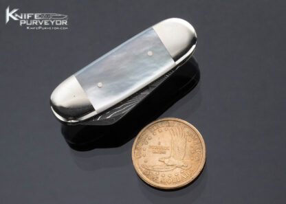 Don Hanson Custom Knife Damascus and Mother of Pearl "Elephant Pinky Toenail" Slipjoint - Image 4