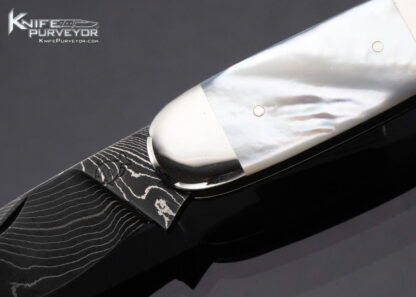 Don Hanson Custom Knife Damascus and Mother of Pearl "Elephant Pinky Toenail" Slipjoint - Image 2