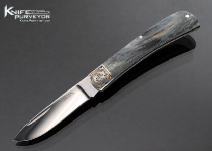 Jerry Moen Custom Knife Engraved Mammoth Slipjoint Folder with 24 Kt Gold Inlays 16066
