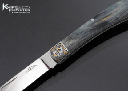 Jerry Moen Custom Knife Engraved Mammoth Slipjoint Folder with 24 Kt Gold Inlays - Image 2