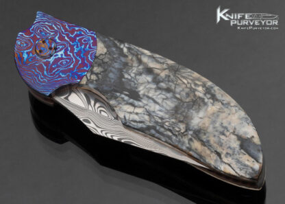 Stan Wilson Custom Knife Damasteel Timascus and Mammoth Molar Non Flipper Flipper "NFF" - Image 2