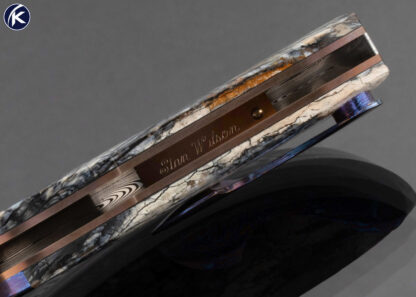 Stan Wilson Custom Knife Damasteel Timascus and Mammoth Molar Non Flipper Flipper "NFF" - Image 5