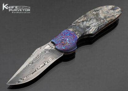 Stan Wilson Custom Knife Damasteel Timascus and Mammoth Molar Non Flipper Flipper "NFF" 15549