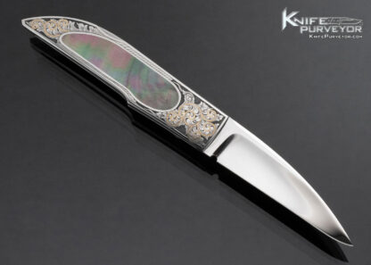 Antonio Fogarizzu Custom Knife Black Lip Interframe Lockback Engraved by Ron Nott with 24Kt Gold Inlays 16060