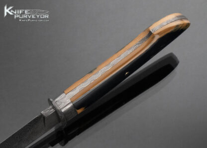 Don Hanson Custom Knife Sole Authorship Damascus Blue-Green Mammoth Fighter 16242