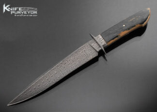 Don Hanson Custom Knife Sole Authorship Damascus Blue-Green Mammoth Fighter 16242