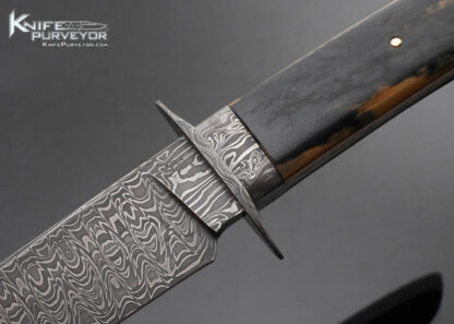 Don Hanson Custom Knife Sole Authorship Damascus Blue-Green Mammoth Fighter - Image 2