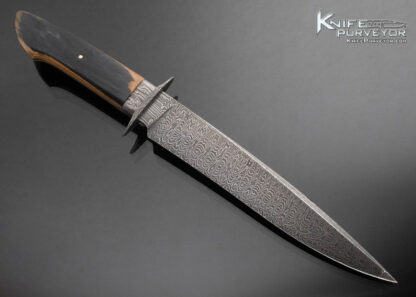 Don Hanson Custom Knife Sole Authorship Damascus Blue-Green Mammoth Fighter - Image 3