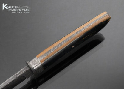 Don Hanson Custom Knife Sole Authorship Damascus Blue-Green Mammoth Fighter - Image 4