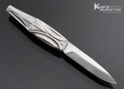 Mark Daley Custom Knife All Steel Textured Slipjoint w Half Stop - Image 4