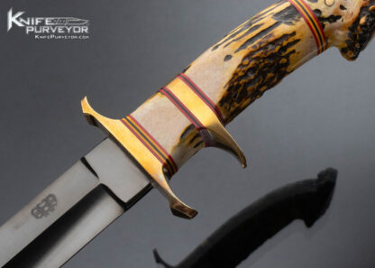 Piero Petronzio Custom Knife Crown Stag Subhilt Fighter with Blued Blade - Image 2
