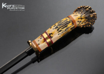 Piero Petronzio Custom Knife Crown Stag Subhilt Fighter with Blued Blade - Image 4