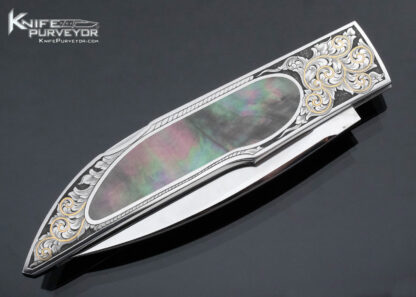 Antonio Fogarizzu Custom Knife Black Lip Interframe Lockback Engraved by Ron Nott with  24Kt Gold Inlays - Image 4