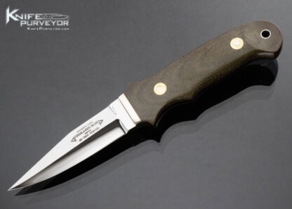 Highlands Maid Custom Knife Green Canvas Micarta Bob Loveless NY Special with Leather Snap Sheath 16277