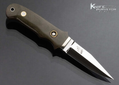 Highlands Maid Custom Knife Green Canvas Micarta Bob Loveless NY Special with Leather Snap Sheath - Image 3