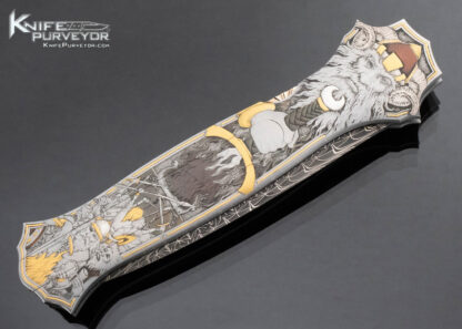 Joe Kious Custom Knife Jon Robyn"Valhalla" Engraved  Jumbo Double Pocket Locket Automatic Lockback - Image 4