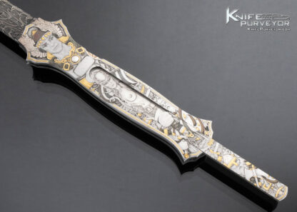 Joe Kious Custom Knife Jon Robyn"Valhalla" Engraved  Jumbo Double Pocket Locket Automatic Lockback - Image 5