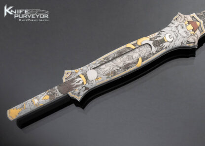 Joe Kious Custom Knife Jon Robyn"Valhalla" Engraved  Jumbo Double Pocket Locket Automatic Lockback - Image 6
