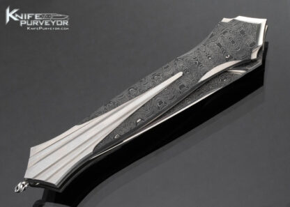 Matthew Lerch Custom Knife Fluted Damascus Credit Card Automatic Linerlock - Image 4