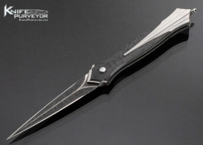 Matthew Lerch Custom Knife Fluted Damascus Credit Card Automatic Linerlock 16281