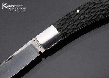 Ray Cover Custom Knife Drop Point Green Jigged Bone Dovetailed Scales Slip Joint w Half Stop - Image 2