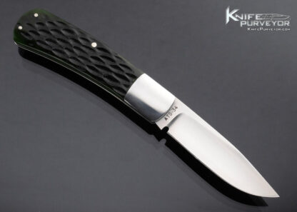 Ray Cover Custom Knife Drop Point Green Jigged Bone Dovetailed Scales Slip Joint w Half Stop - Image 3